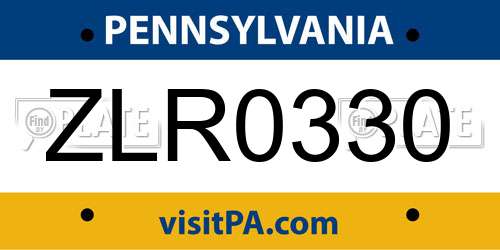 ZLR0330 Pennsylvania License Plate