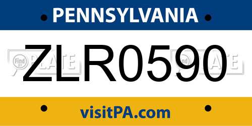 ZLR0590 Pennsylvania License Plate