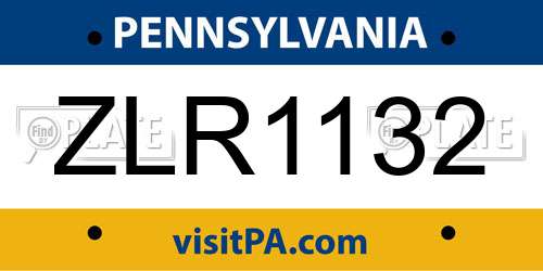 ZLR1132 Pennsylvania License Plate