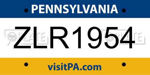 ZLR1954 Pennsylvania License Plate