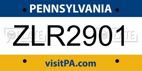 ZLR2901 Pennsylvania License Plate