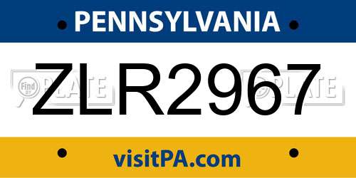 ZLR2967 Pennsylvania License Plate