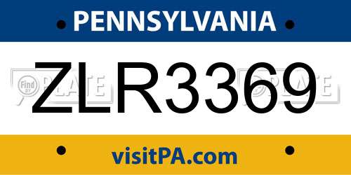 ZLR3369 Pennsylvania License Plate