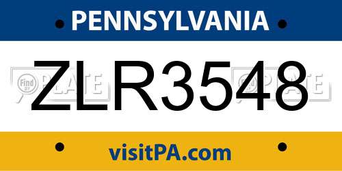 ZLR3548 Pennsylvania License Plate