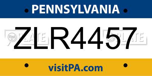 ZLR4457 Pennsylvania License Plate