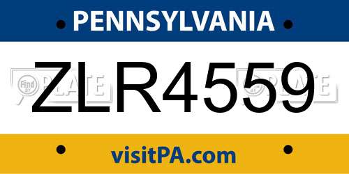 ZLR4559 Pennsylvania License Plate