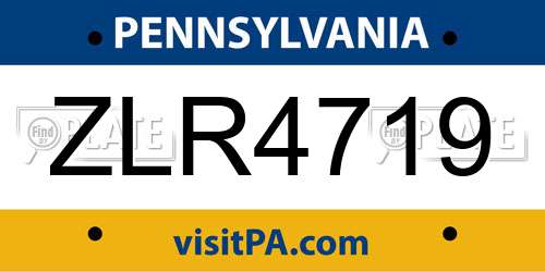 ZLR4719 Pennsylvania License Plate