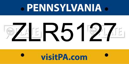 ZLR5127 Pennsylvania License Plate