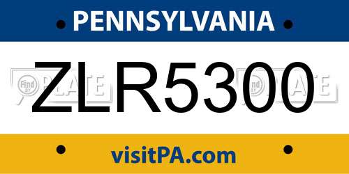 ZLR5300 Pennsylvania License Plate