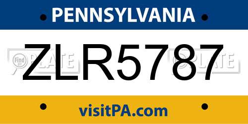 ZLR5787 Pennsylvania License Plate