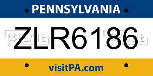 ZLR6186 Pennsylvania License Plate