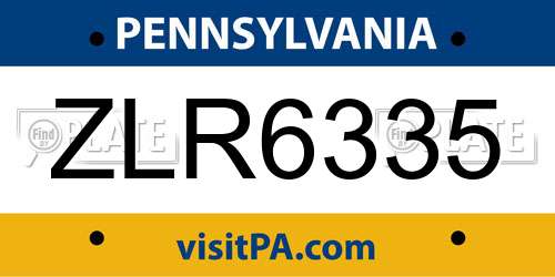 ZLR6335 Pennsylvania License Plate
