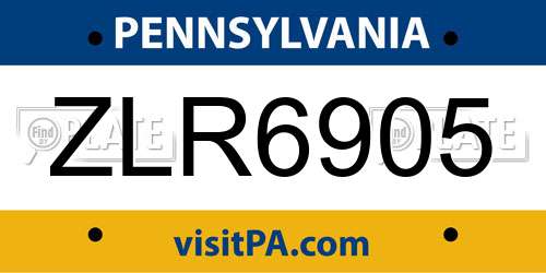 ZLR6905 Pennsylvania License Plate