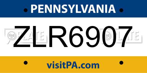 ZLR6907 Pennsylvania License Plate