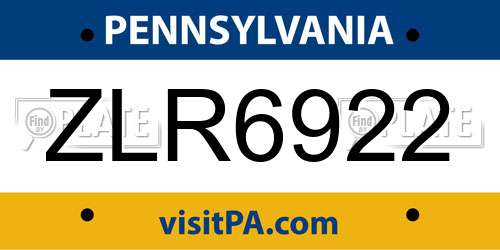 ZLR6922 Pennsylvania License Plate