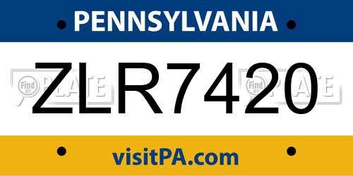 ZLR7420 Pennsylvania License Plate