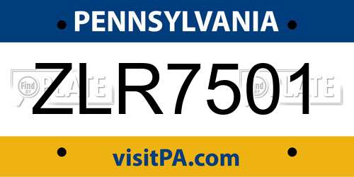 ZLR7501 Pennsylvania License Plate