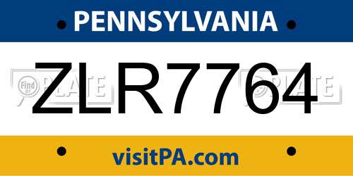 ZLR7764 Pennsylvania License Plate