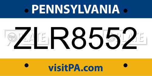 ZLR8552 Pennsylvania License Plate
