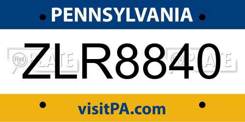 ZLR8840 Pennsylvania License Plate