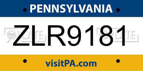 ZLR9181 Pennsylvania License Plate