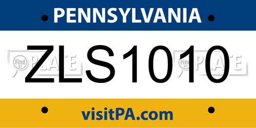 ZLS1010 Pennsylvania License Plate