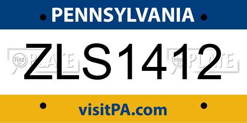 ZLS1412 Pennsylvania License Plate