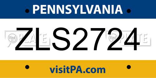 ZLS2724 Pennsylvania License Plate