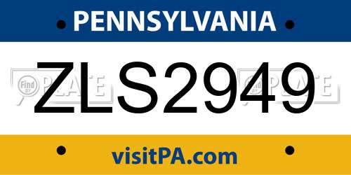 ZLS2949 Pennsylvania License Plate