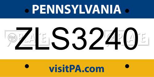 ZLS3240 Pennsylvania License Plate