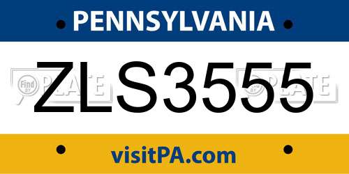 ZLS3555 Pennsylvania License Plate