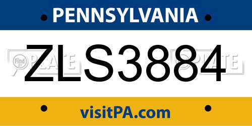 ZLS3884 Pennsylvania License Plate