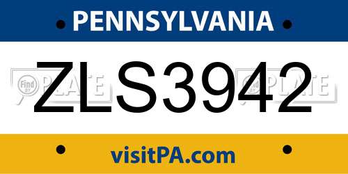 ZLS3942 Pennsylvania License Plate