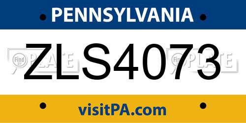 ZLS4073 Pennsylvania License Plate