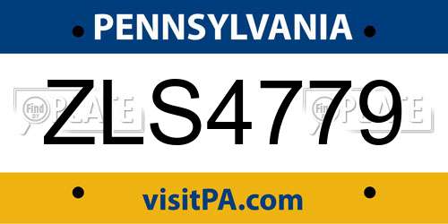 ZLS4779 Pennsylvania License Plate