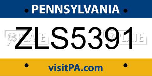 ZLS5391 Pennsylvania License Plate