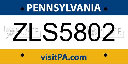 ZLS5802 Pennsylvania License Plate