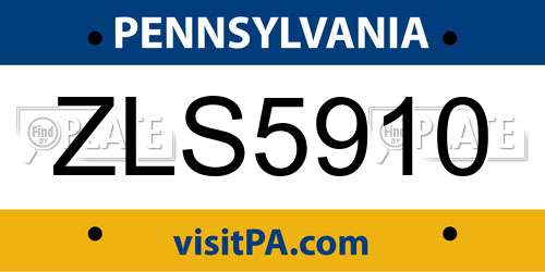 ZLS5910 Pennsylvania License Plate