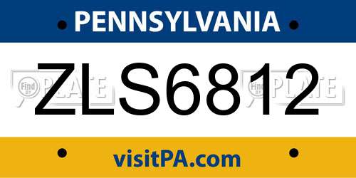 ZLS6812 Pennsylvania License Plate