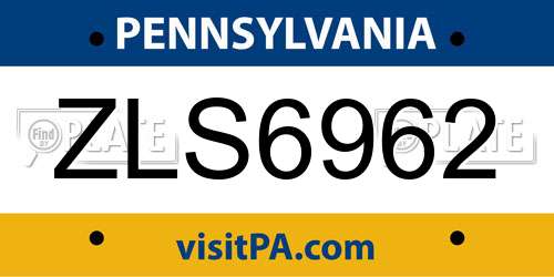 ZLS6962 Pennsylvania License Plate
