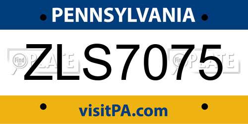 ZLS7075 Pennsylvania License Plate
