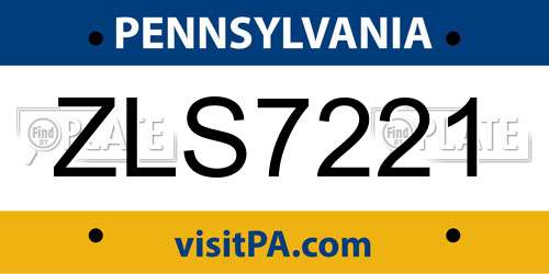ZLS7221 Pennsylvania License Plate