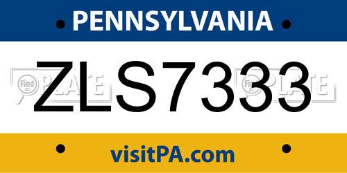 ZLS7333 Pennsylvania License Plate