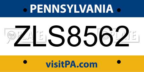 ZLS8562 Pennsylvania License Plate