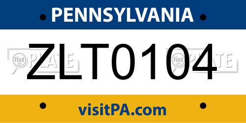 ZLT0104 Pennsylvania License Plate