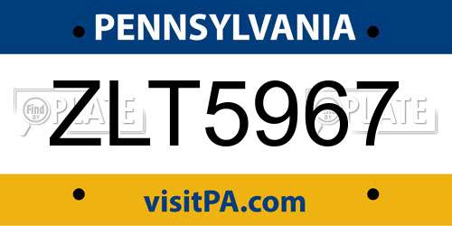 ZLT5967 Pennsylvania License Plate