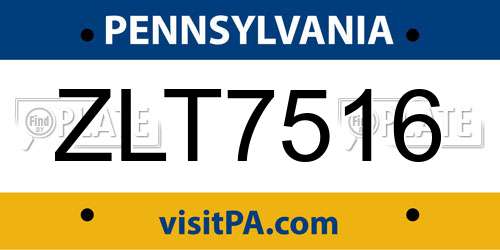 ZLT7516 Pennsylvania License Plate