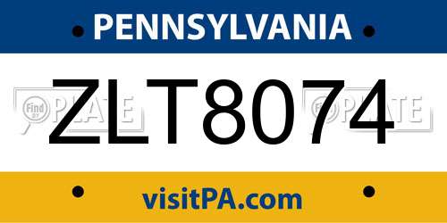 ZLT8074 Pennsylvania License Plate