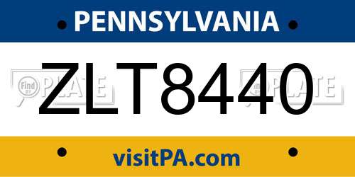 ZLT8440 Pennsylvania License Plate
