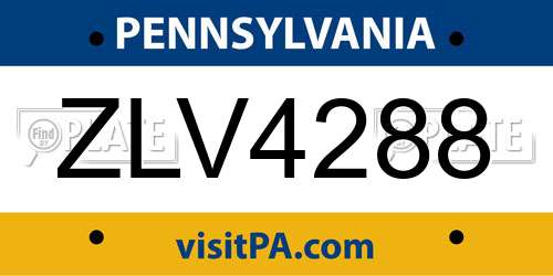 ZLV4288 Pennsylvania License Plate